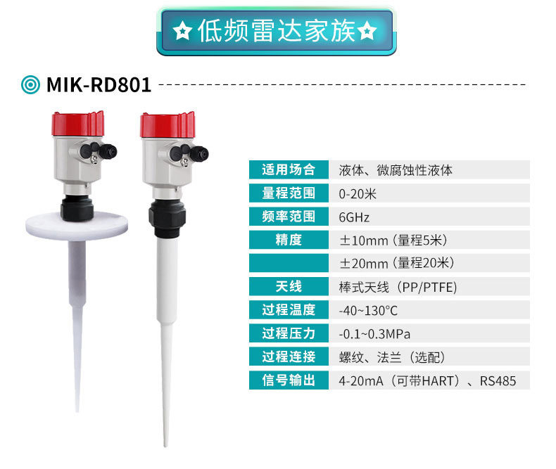 米科MIK-RD801智能低頻雷達液位計產(chǎn)品參數(shù)